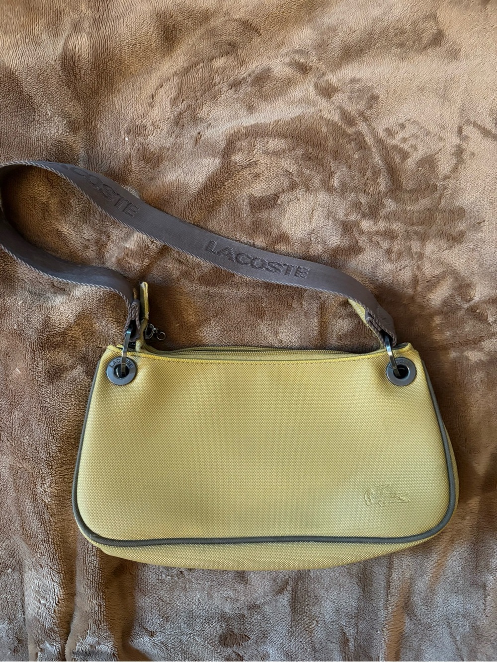 Lacoste Vintage Compact Golden Yellow Shoulder Bag